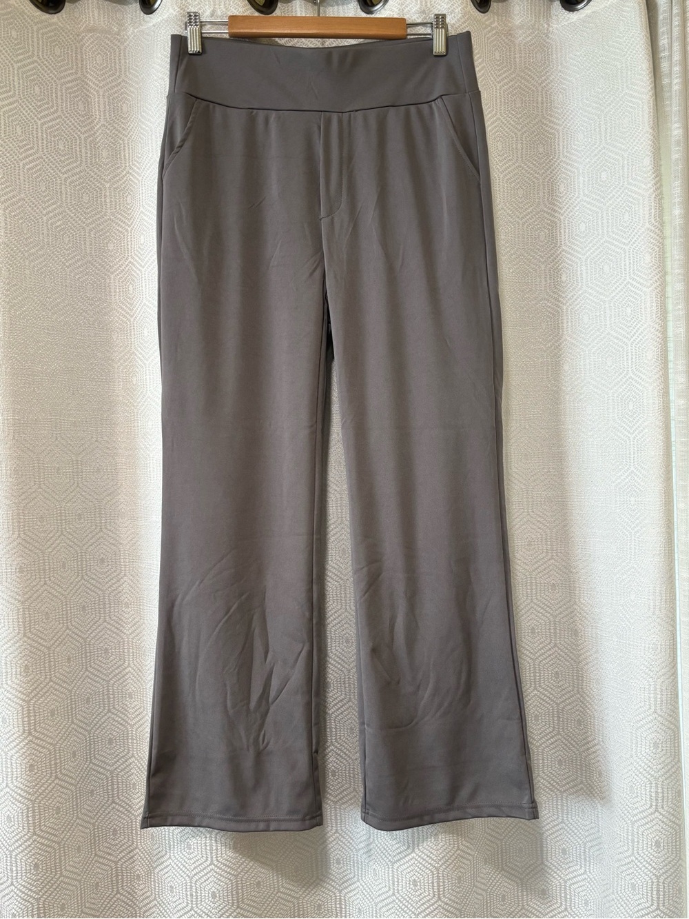 Stretch Pull-On Wide Leg Pants in Charcoal Gray
